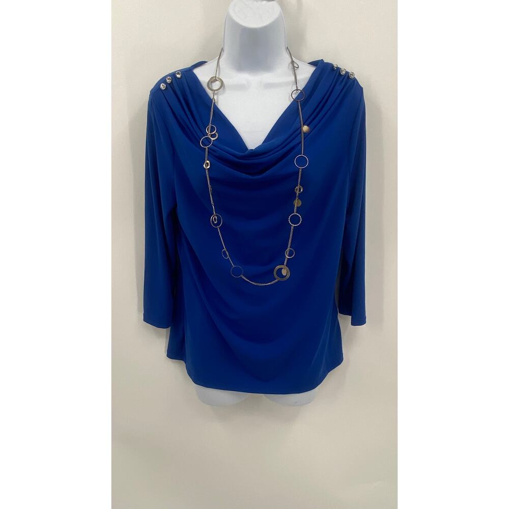 Jaclyn & Smith Royal Blue Dressy Top with Accent Necklace